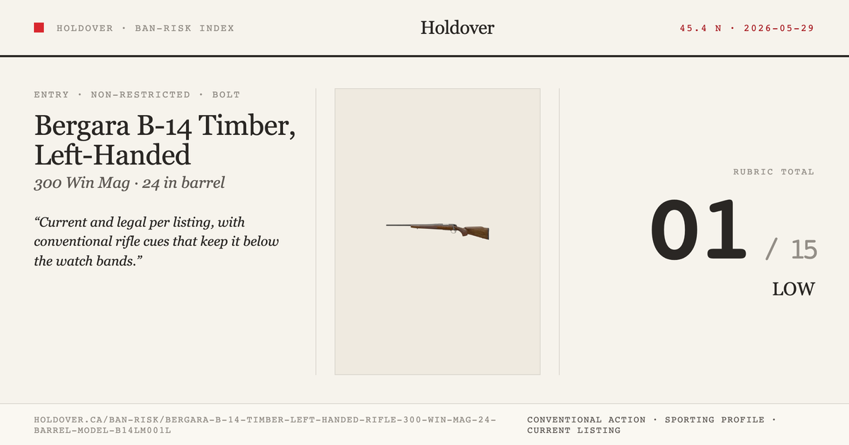 Bergara B-14 Timber, Left-Handed Rifle: 300 WIN MAG, 24" Barrel, Model B14lm001l reference image for Holdover Ban-Risk...