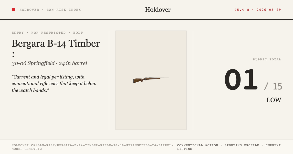Bergara B-14 Timber Rifle: 30-06 Springfield, 24" Barrel, Model B14l001c reference image for Holdover Ban-Risk verdict
