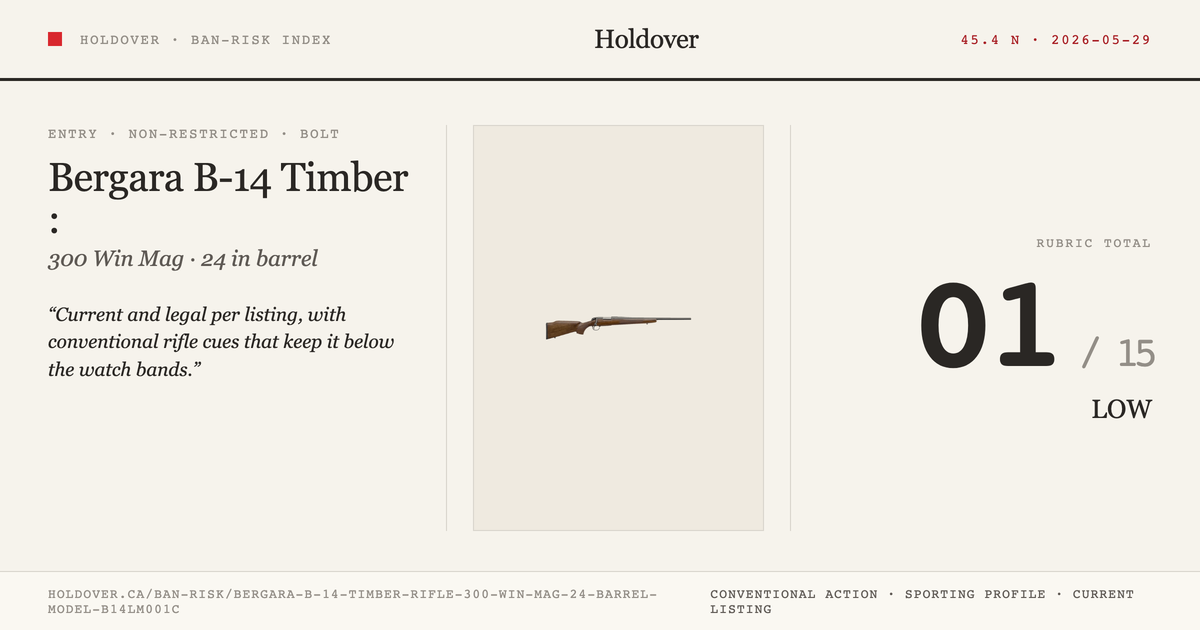 Bergara B-14 Timber Rifle: 300 WIN MAG, 24" Barrel, Model B14lm001c reference image for Holdover Ban-Risk verdict