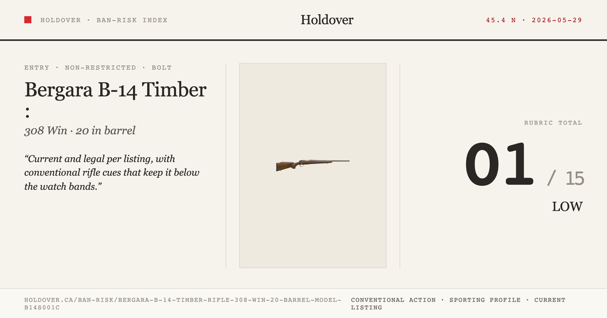 Bergara B-14 Timber Rifle: 308 WIN, 20" Barrel, Model B14s001c reference image for Holdover Ban-Risk verdict