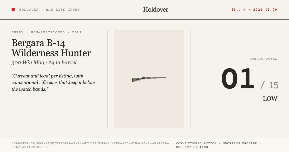 Bergara B-14 Wilderness Hunter .300 WIN MAG 24" Barrel Bolt Action Rifle reference image for Holdover Ban-Risk verdict