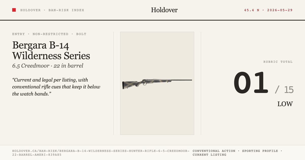 Bergara B-14 Wilderness Series Hunter Rifle 6.5 Creedmoor, 22" Barrel, American Style Synthetic Stock reference image...