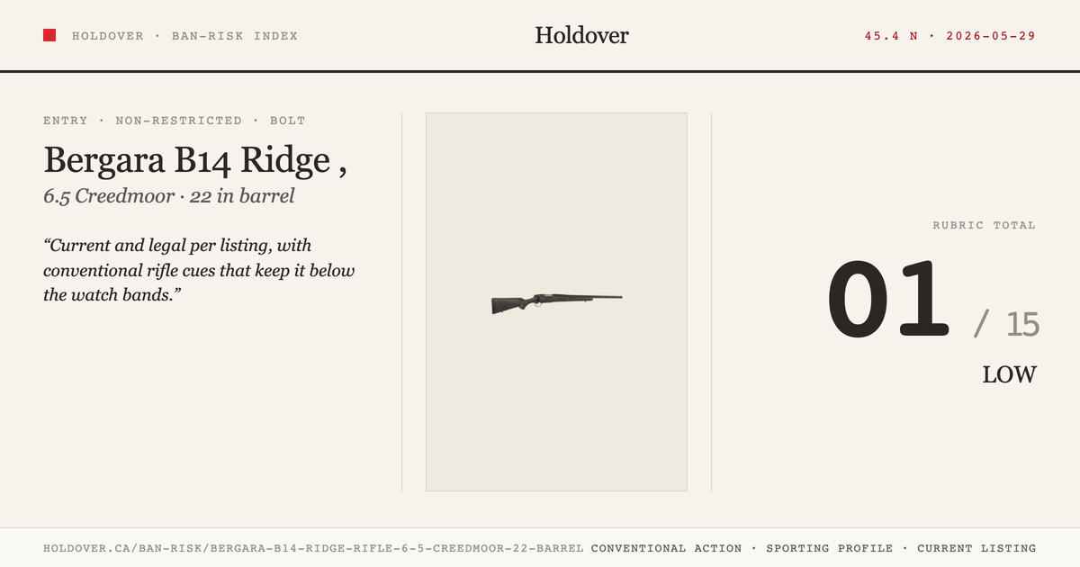 Bergara B14 Ridge Rifle, 6.5 Creedmoor, 22" Barrel reference image for Holdover Ban-Risk verdict