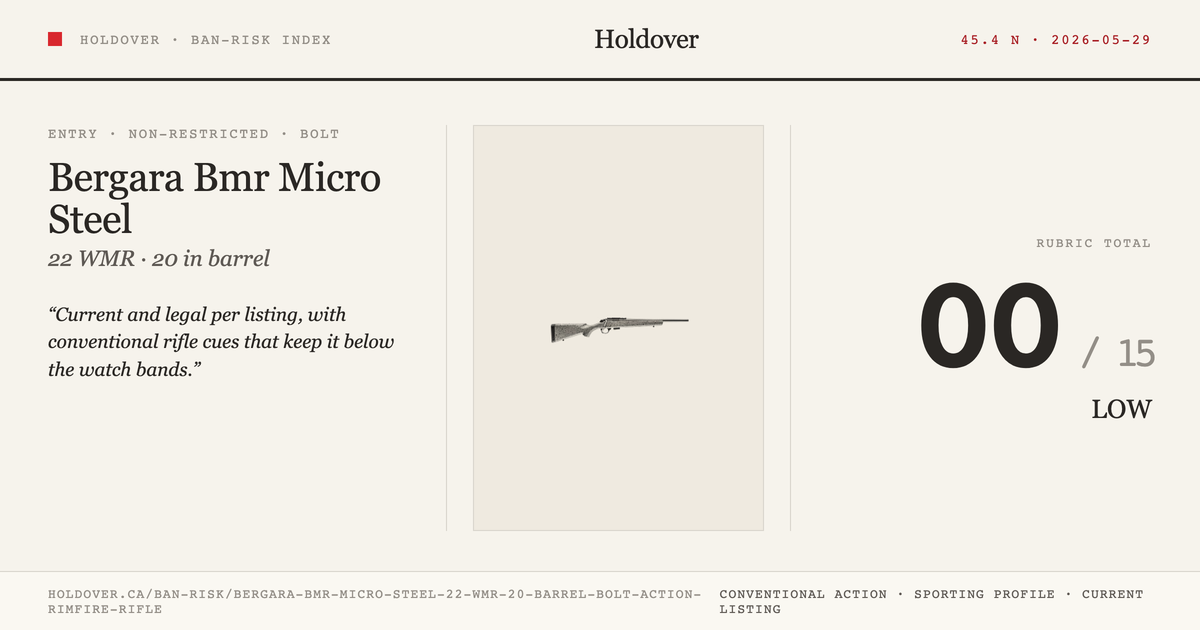 Bergara Bmr Micro Steel .22 WMR 20" Barrel Bolt Action Rimfire Rifle reference image for Holdover Ban-Risk verdict