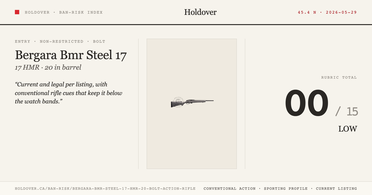Bergara Bmr Steel 17 HMR 20″ Bolt Action Rifle reference image for Holdover Ban-Risk verdict
