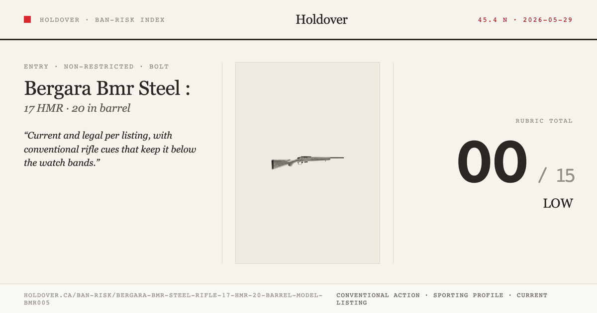 Bergara Bmr Steel Rifle: 17 HMR, 20" Barrel, Model Bmr005 reference image for Holdover Ban-Risk verdict