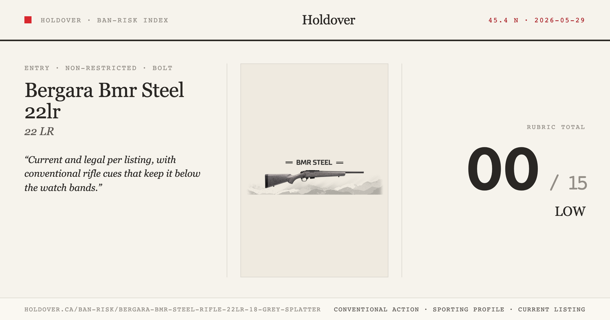 Bergara Bmr Steel Rifle 22lr 18" - Grey Splatter reference image for Holdover Ban-Risk verdict