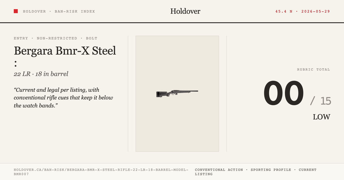 Bergara Bmr-X Steel Rifle: 22 LR, 18" Barrel, Model Bmr007 reference image for Holdover Ban-Risk verdict