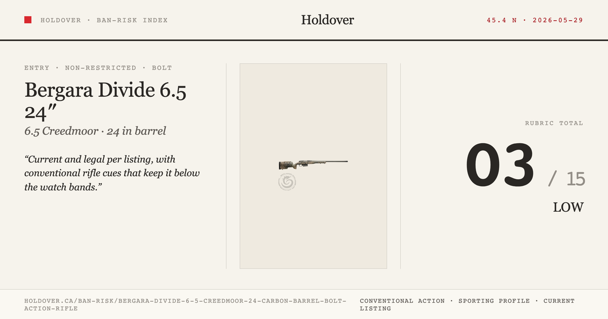Bergara Divide 6.5 Creedmoor 24″ Carbon Barrel Bolt Action Rifle reference image for Holdover Ban-Risk verdict