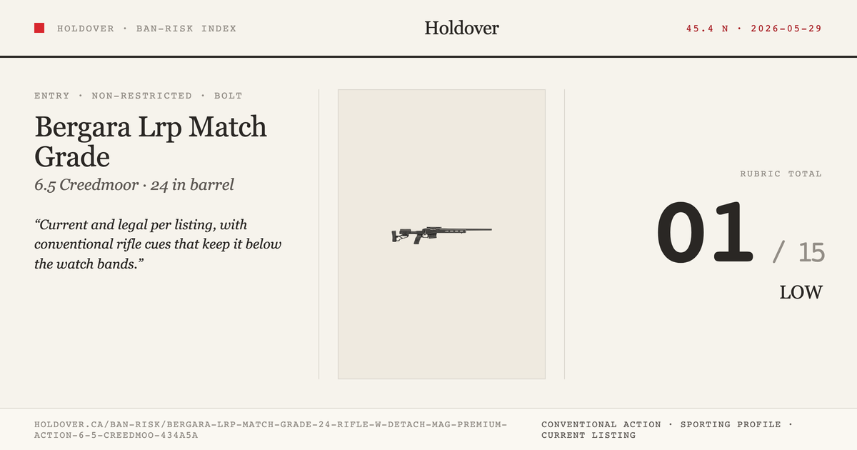 Bergara Lrp Match Grade 24" Rifle W/Detach MAG, Premium Action: 6.5 Creedmoor/.308/ Etc. reference image for Holdover Ban...