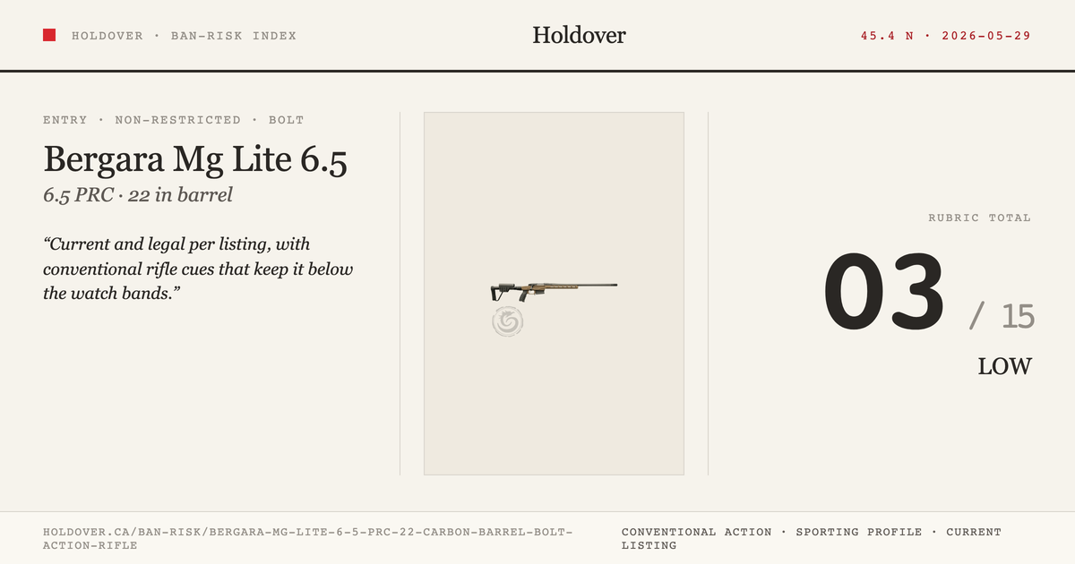 Bergara Mg Lite 6.5 PRC 22″ Carbon Barrel Bolt Action Rifle reference image for Holdover Ban-Risk verdict