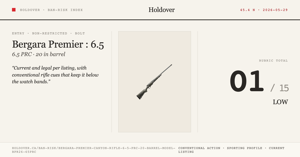 Bergara Premier Canyon Rifle: 6.5 PRC, 20" Barrel, Model Bpr26-65prc reference image for Holdover Ban-Risk verdict