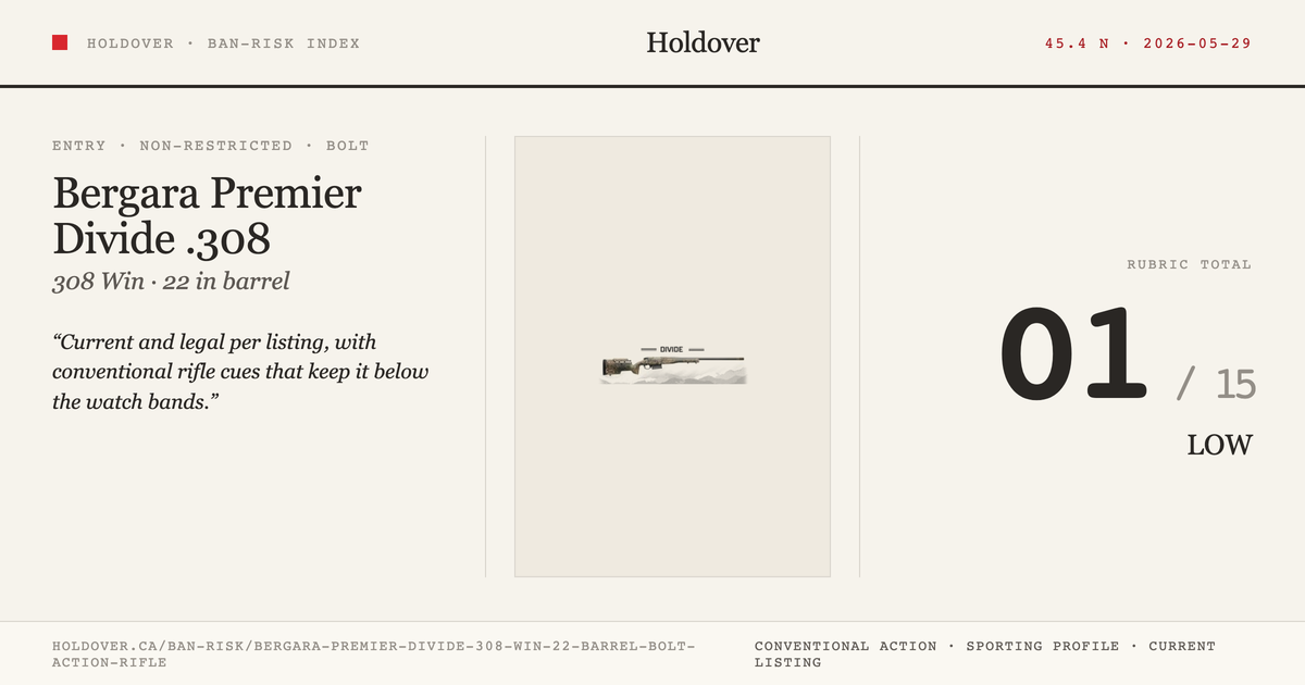 Bergara Premier Divide .308 WIN 22" Barrel Bolt Action Rifle reference image for Holdover Ban-Risk verdict
