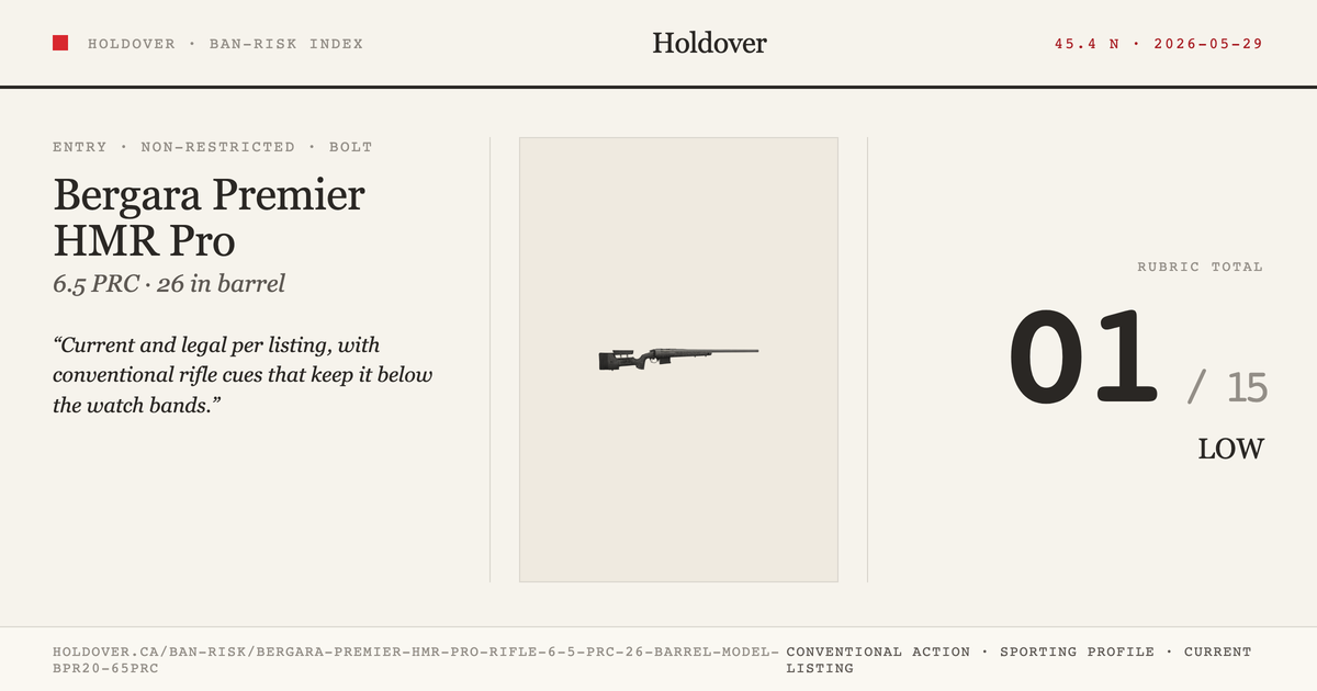 Bergara Premier HMR Pro Rifle: 6.5 PRC, 26" Barrel, Model Bpr20-65prc reference image for Holdover Ban-Risk verdict