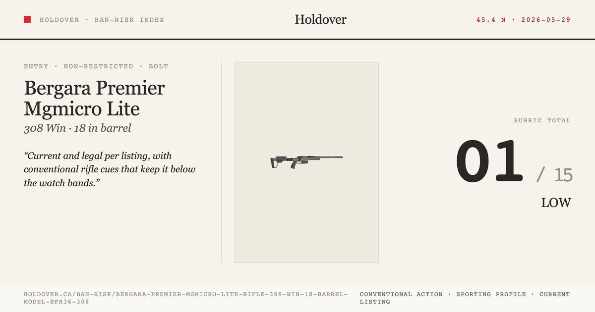 Bergara Premier Mgmicro Lite Rifle: 308 WIN, 18" Barrel, Model Bpr36-308 reference image for Holdover Ban-Risk verdict