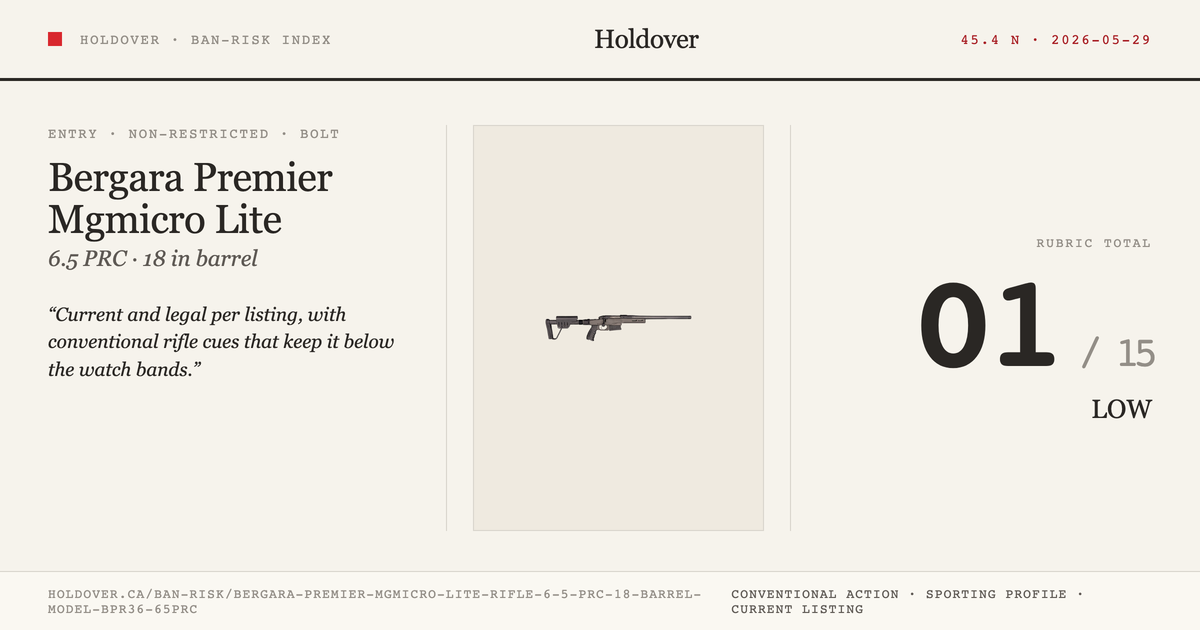 Bergara Premier Mgmicro Lite Rifle: 6.5 PRC, 18" Barrel, Model Bpr36-65prc reference image for Holdover Ban-Risk verdict