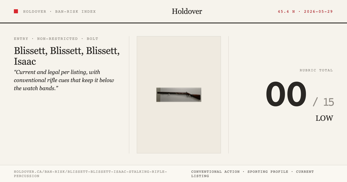 Blissett, Blissett, Isaac Stalking Rifle Percussion reference image for Holdover Ban-Risk verdict