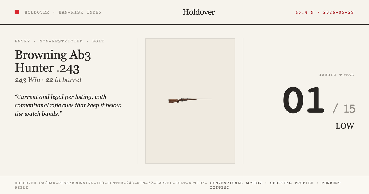 Browning Ab3 Hunter .243 WIN 22" Barrel Bolt Action Rifle reference image for Holdover Ban-Risk verdict