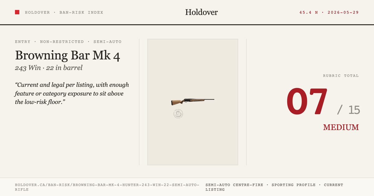 Browning Bar Mk 4 Hunter 243 WIN 22″ Semi-Auto Rifle reference image for Holdover Ban-Risk verdict