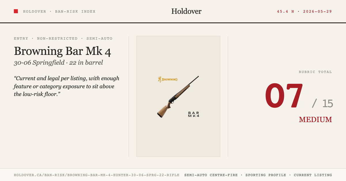 Browning Bar Mk 4 Hunter 30-06 Sprg 22" Rifle reference image for Holdover Ban-Risk verdict