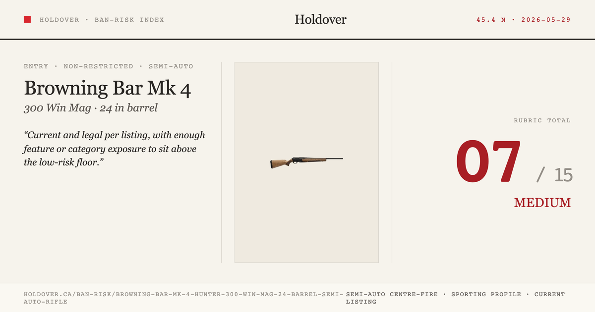Browning Bar Mk 4 Hunter .300 WIN MAG 24" Barrel Semi Auto Rifle reference image for Holdover Ban-Risk verdict