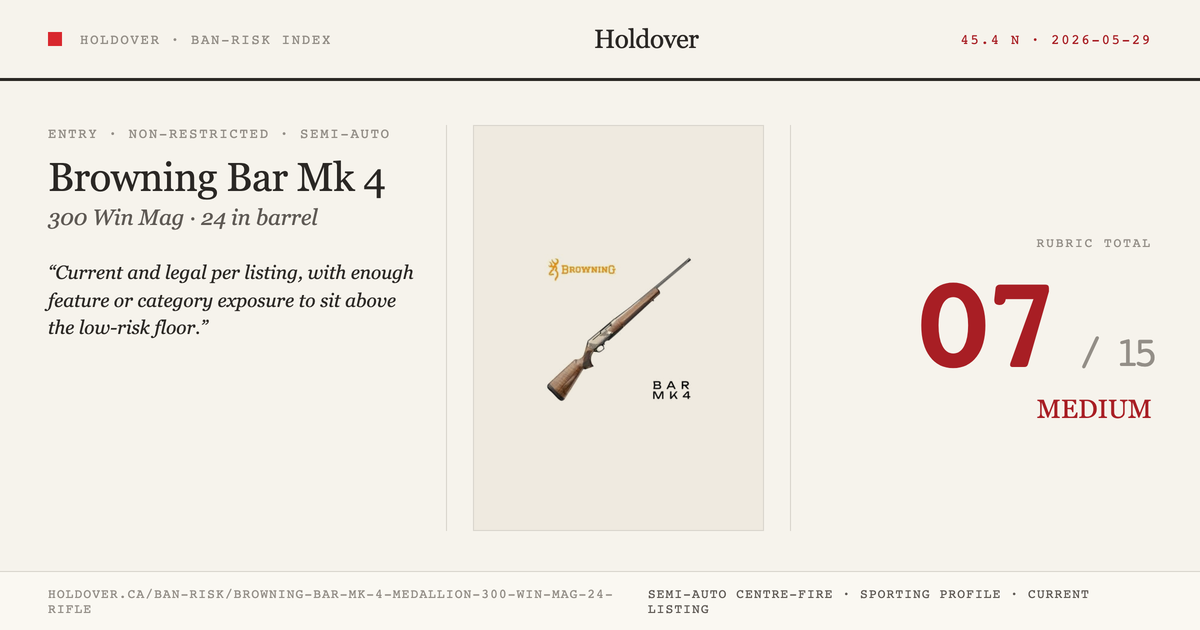 Browning Bar Mk 4 Medallion 300 WIN MAG 24" Rifle reference image for Holdover Ban-Risk verdict