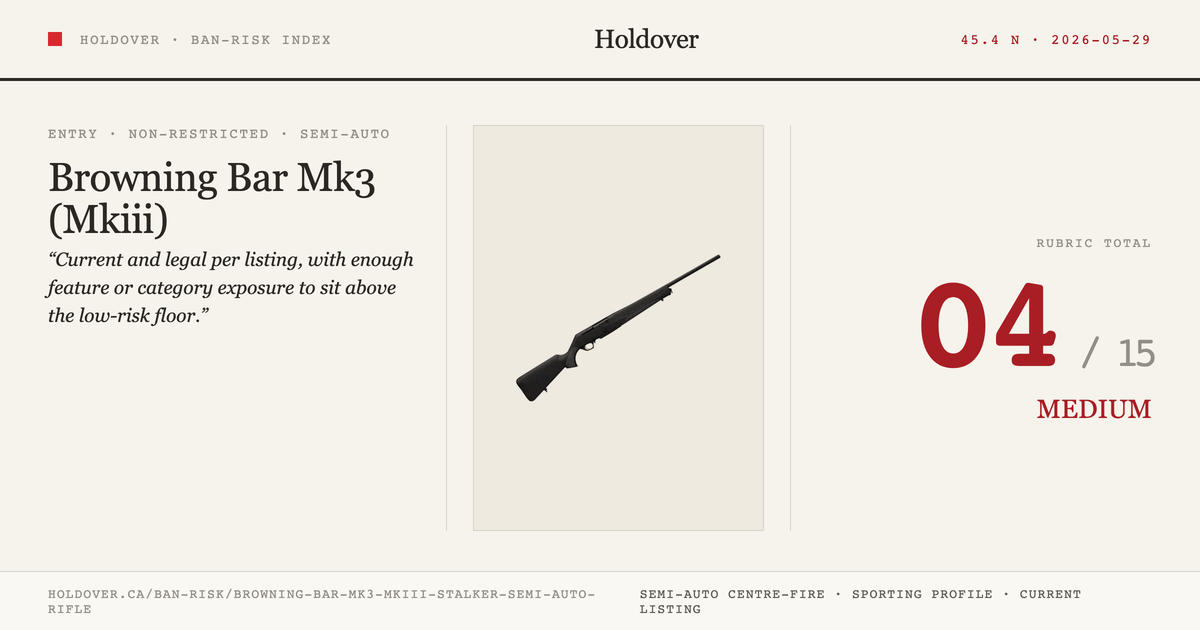 Browning Bar Mk3 (Mkiii) Stalker Semi-Auto Rifle reference image for Holdover Ban-Risk verdict