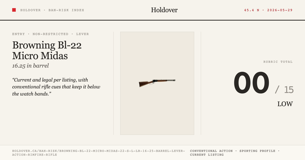 Browning Bl-22 Micro Midas .22 S/L/LR 16.25" Barrel Lever Action Rimfire Rifle reference image for Holdover Ban-Risk verdict