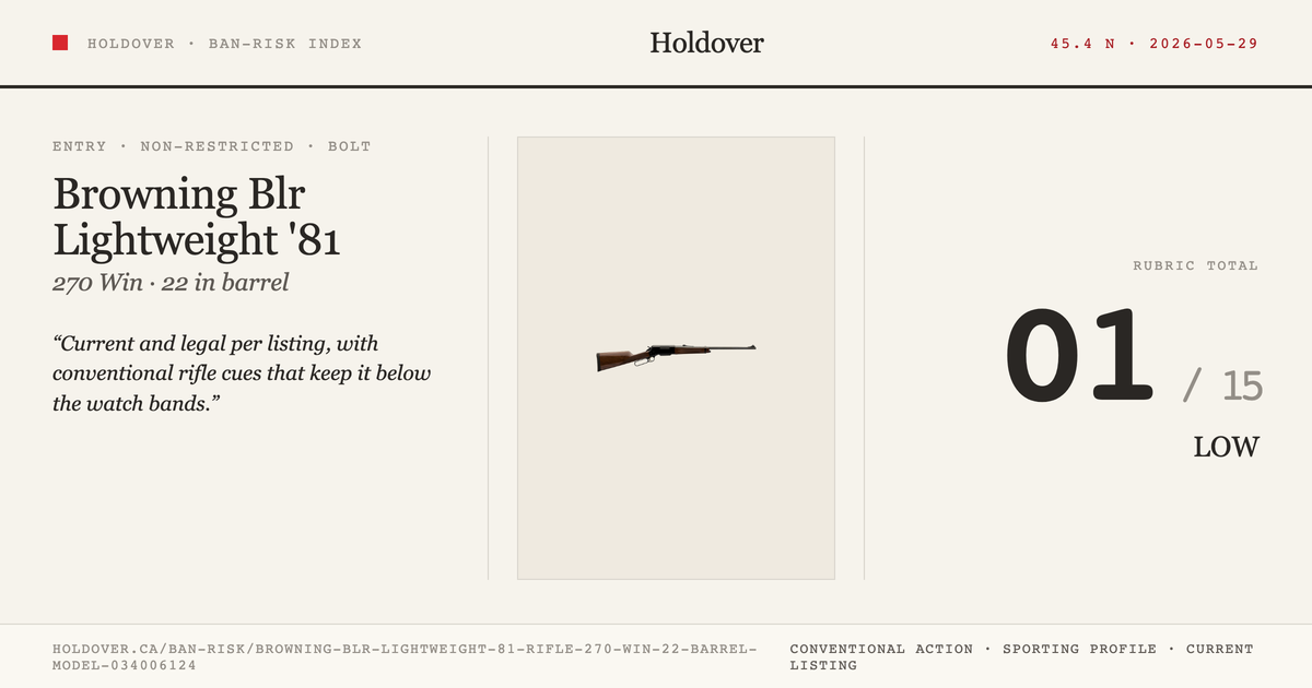 Browning Blr Lightweight '81 Rifle: 270 WIN, 22" Barrel, Model 034006124 reference image for Holdover Ban-Risk verdict