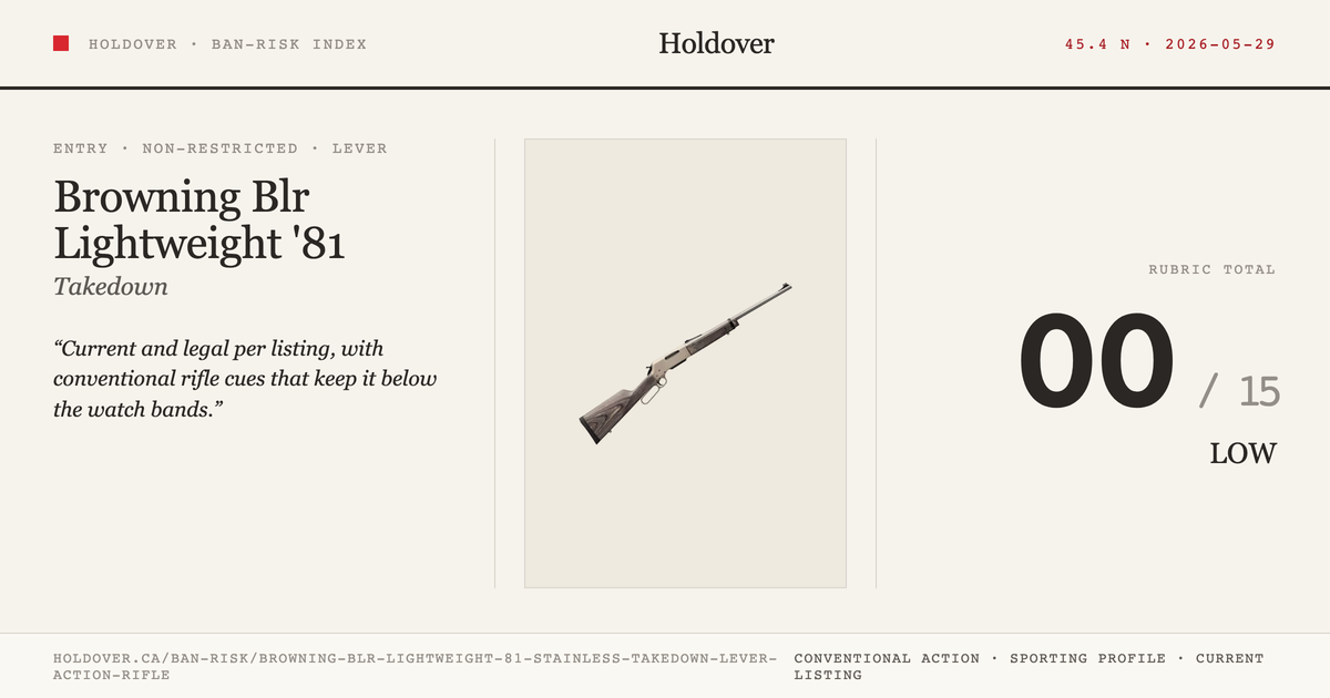 Browning Blr Lightweight '81 Stainless Takedown Lever-Action Rifle reference image for Holdover Ban-Risk verdict