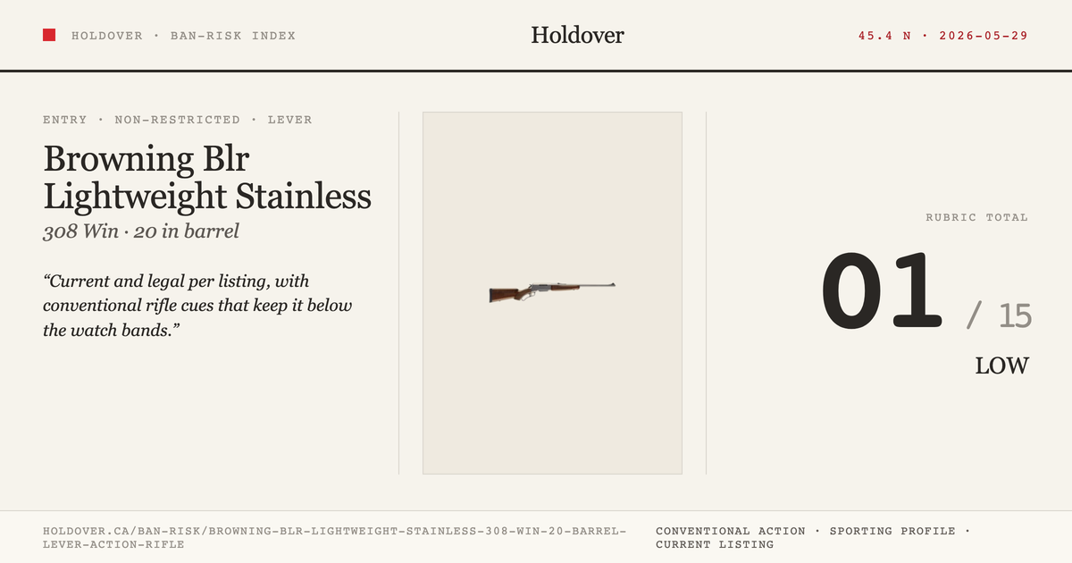 Browning Blr Lightweight Stainless .308 WIN 20" Barrel Lever Action Rifle reference image for Holdover Ban-Risk verdict