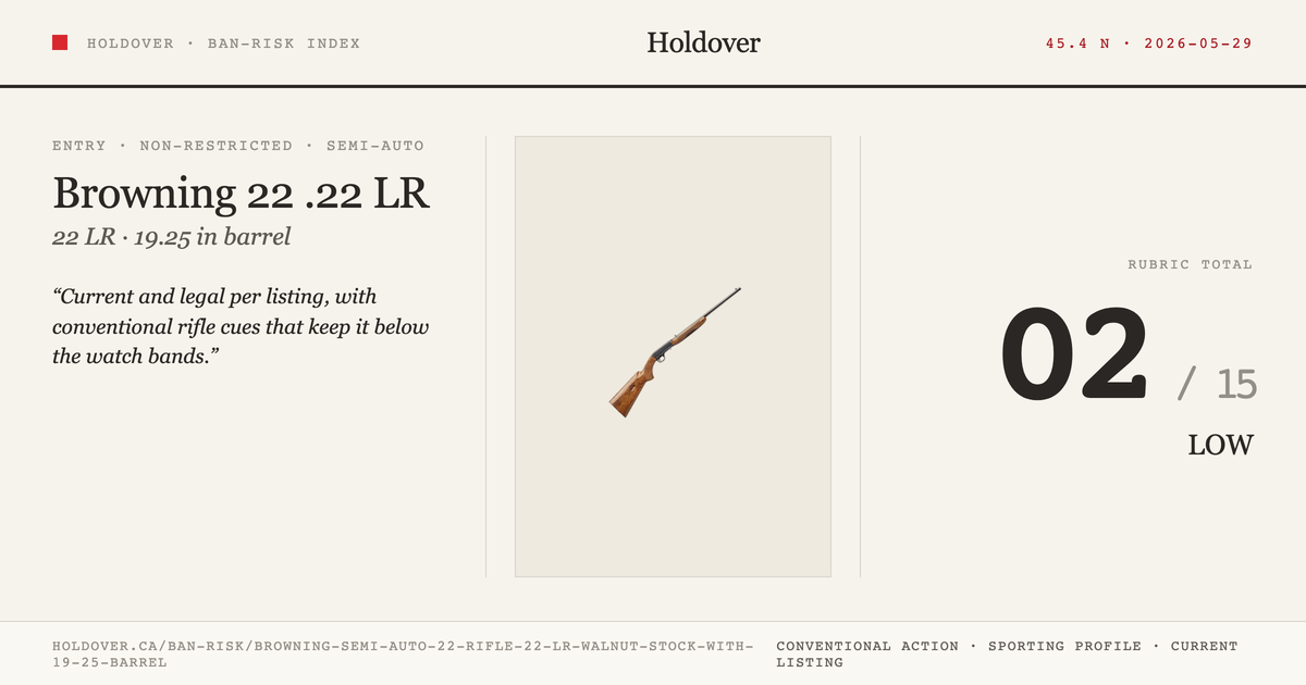 Browning Semi-Auto 22 Rifle .22 LR Walnut Stock With 19.25" Barrel reference image for Holdover Ban-Risk verdict