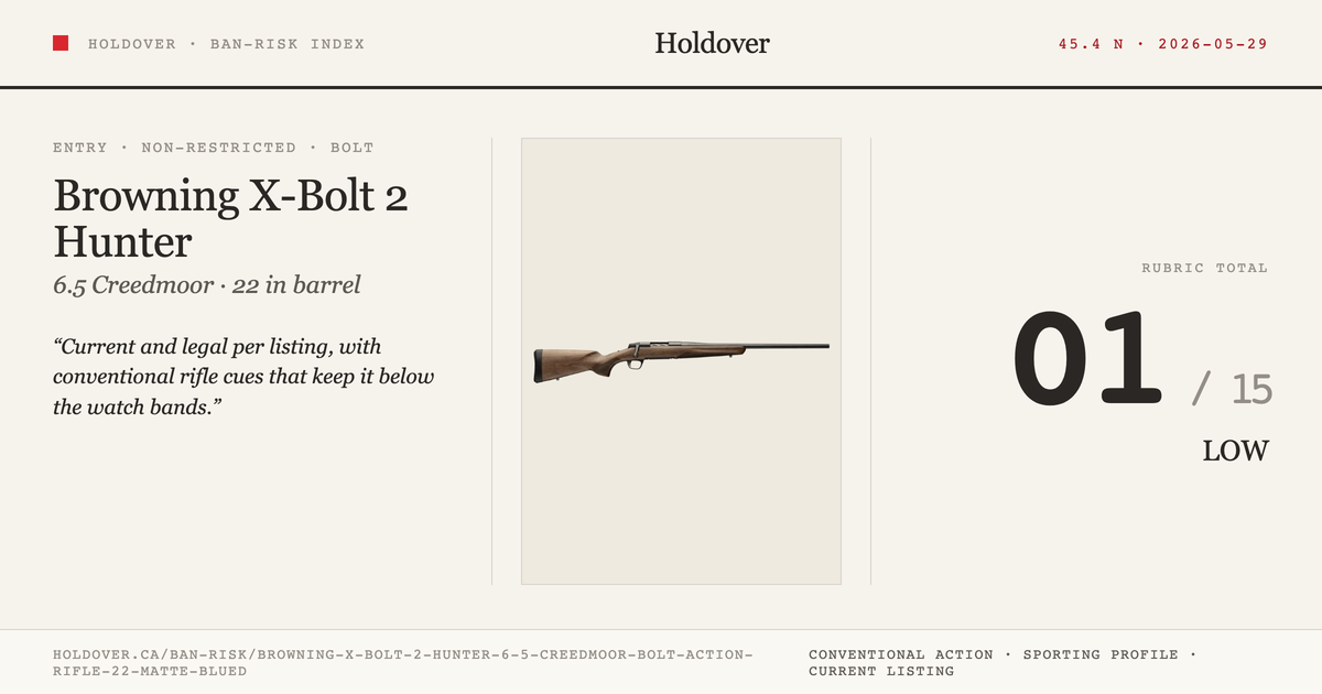 Browning X-Bolt 2 Hunter 6.5 Creedmoor Bolt Action Rifle 22” Matte Blued reference image for Holdover Ban-Risk verdict
