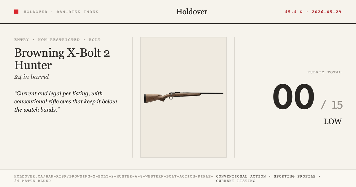 Browning X-Bolt 2 Hunter 6.8 Western Bolt Action Rifle 24” Matte Blued reference image for Holdover Ban-Risk verdict