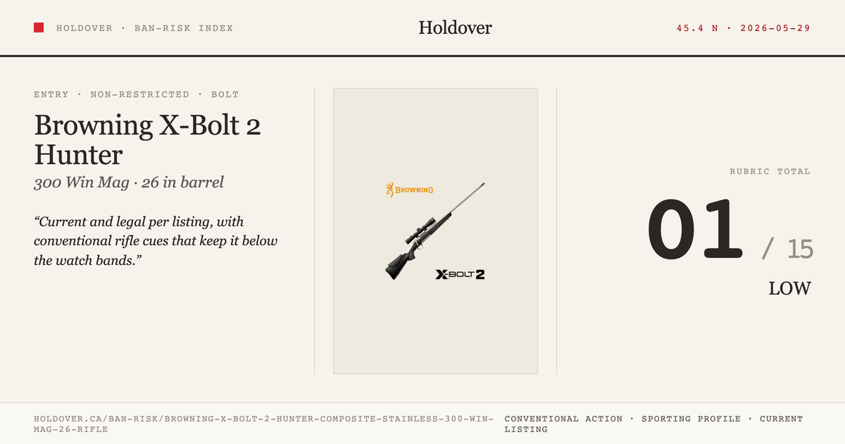 Browning X-Bolt 2 Hunter Composite Stainless 300 WIN MAG 26" Rifle reference image for Holdover Ban-Risk verdict