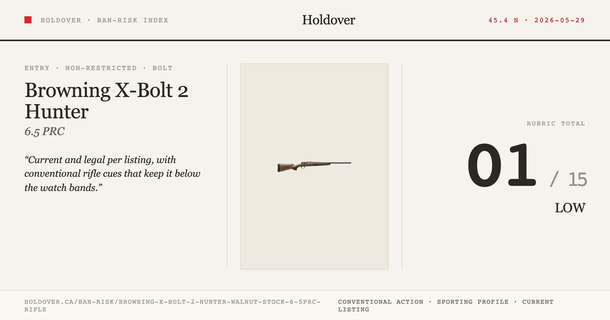 Browning X-Bolt 2 Hunter Walnut Stock 6.5prc Rifle reference image for Holdover Ban-Risk verdict