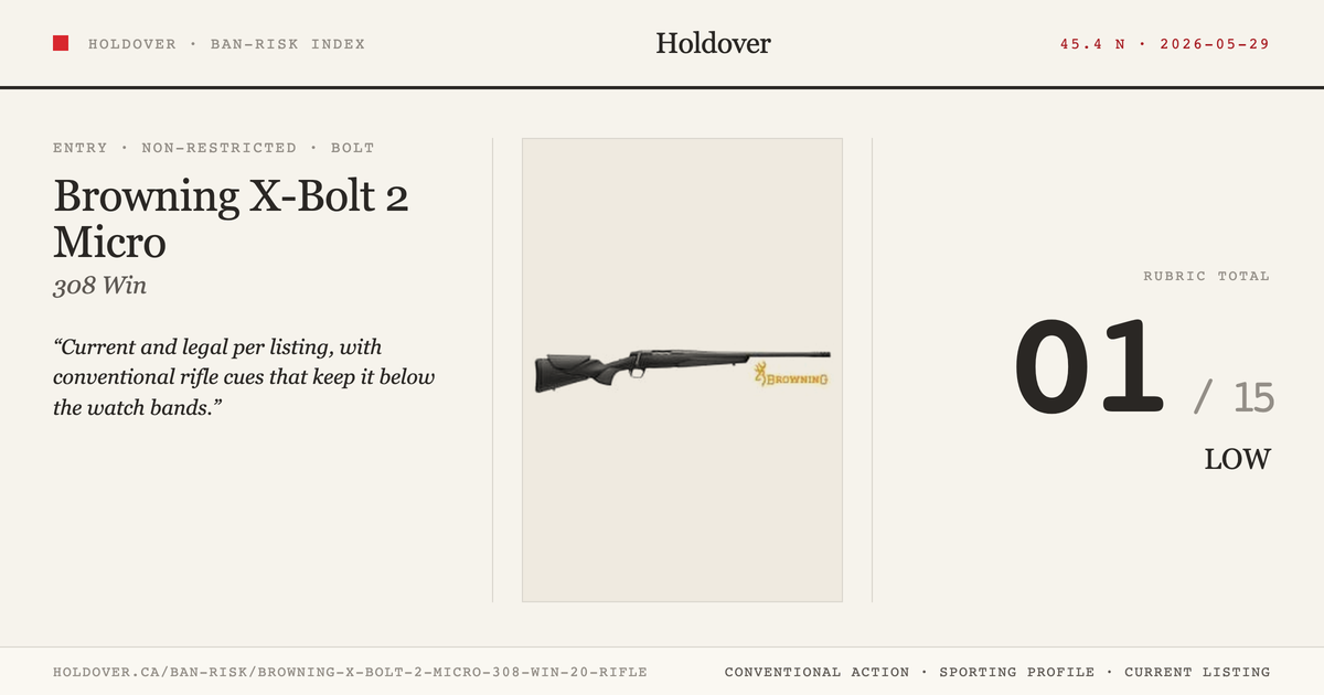 Browning X-Bolt 2 Micro 308 WIN 20'' Rifle reference image for Holdover Ban-Risk verdict