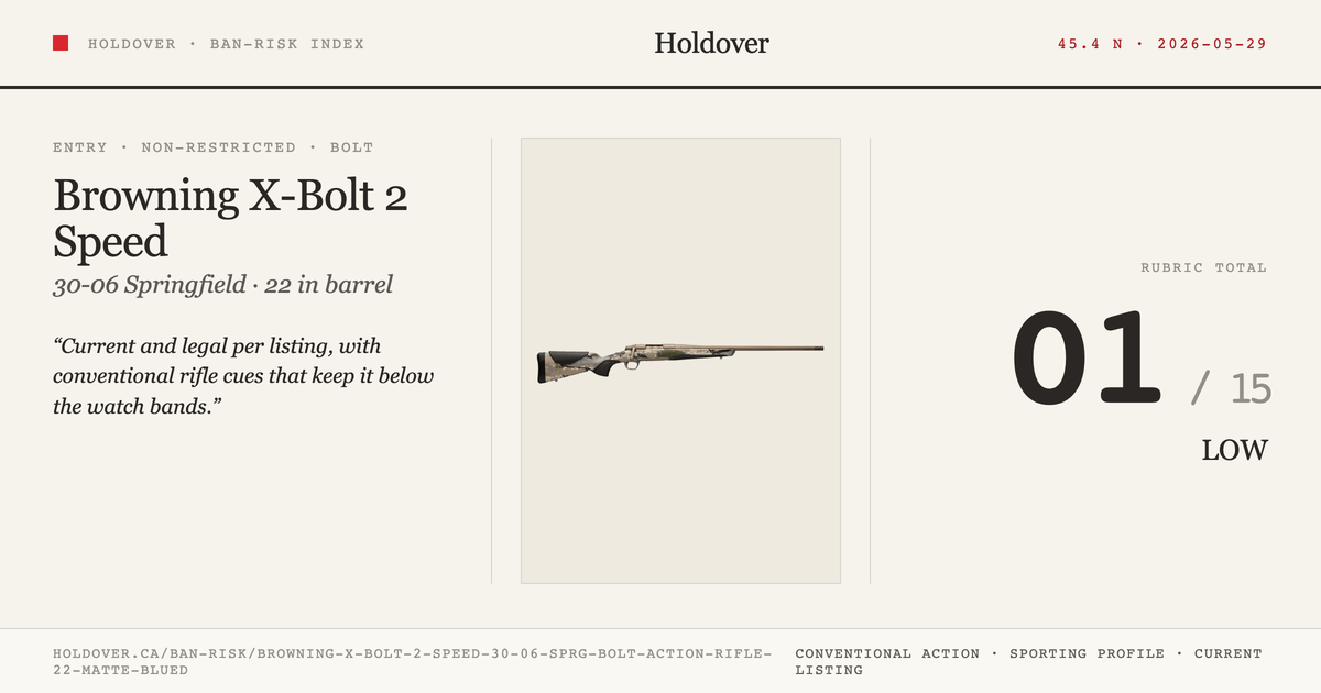 Browning X-Bolt 2 Speed 30-06 Sprg Bolt Action Rifle 22” Matte Blued reference image for Holdover Ban-Risk verdict