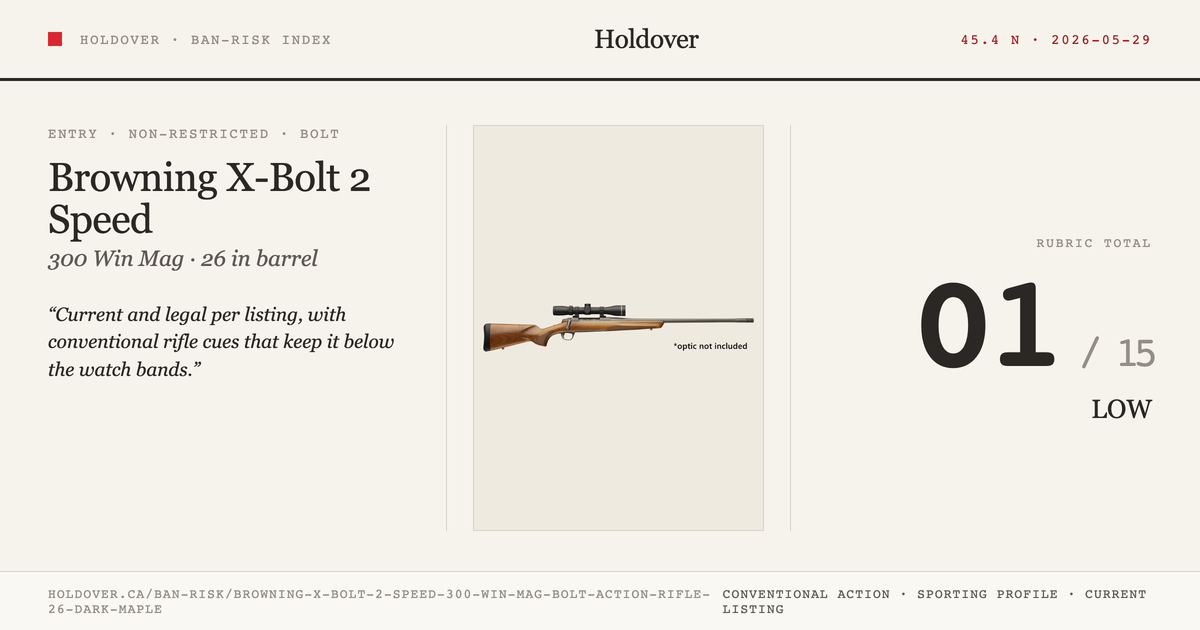 Browning X-Bolt 2 Speed 300 WIN MAG Bolt Action Rifle 26” Dark Maple reference image for Holdover Ban-Risk verdict