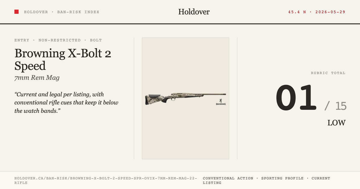 Browning X-Bolt 2 Speed Spr Ovix 7mm REM MAG 22'' Rifle reference image for Holdover Ban-Risk verdict