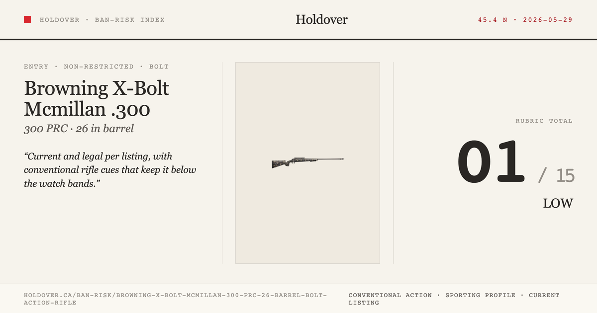 Browning X-Bolt Mcmillan .300 PRC 26" Barrel Bolt Action Rifle reference image for Holdover Ban-Risk verdict