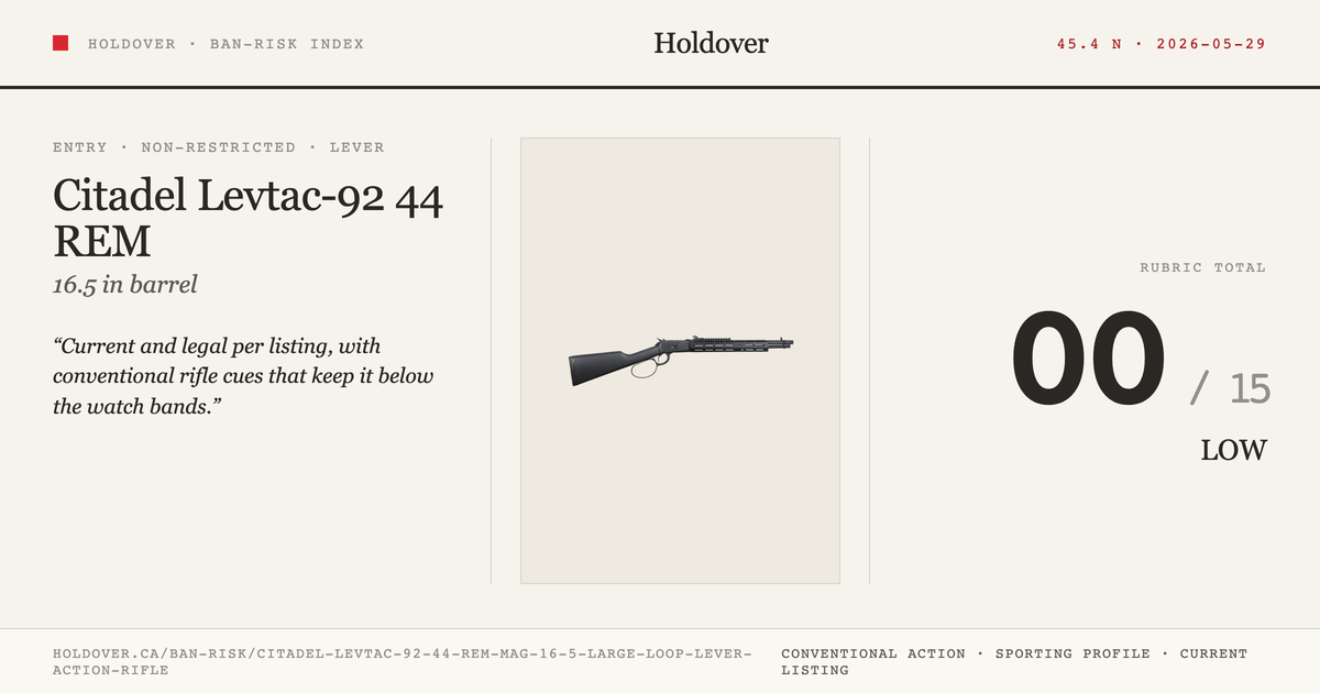 Citadel Levtac-92 44 REM MAG 16.5″ Large Loop Lever Action Rifle reference image for Holdover Ban-Risk verdict
