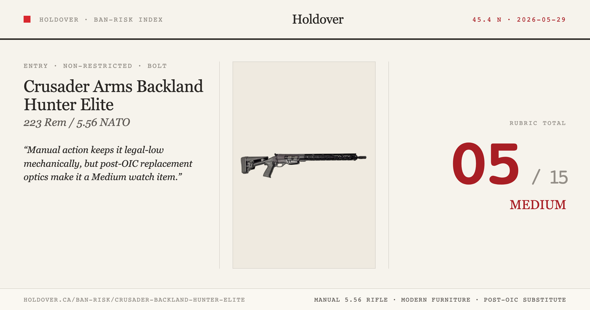 Crusader Arms Backland Hunter Elite reference image for Holdover Ban-Risk verdict