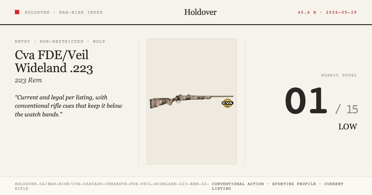 Cva Cascade Cerakote FDE/Veil Wideland .223 REM 22'' Rifle reference image for Holdover Ban-Risk verdict
