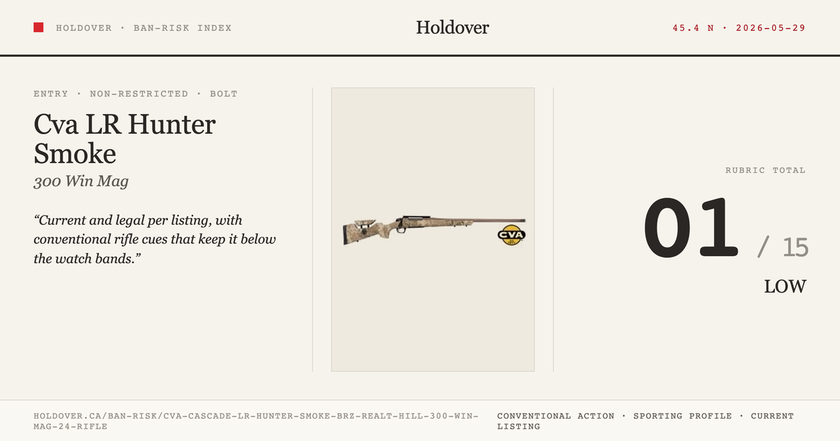 Cva Cascade LR Hunter Smoke Brz. Realt. Hill. 300 WIN MAG 24'' Rifle reference image for Holdover Ban-Risk verdict