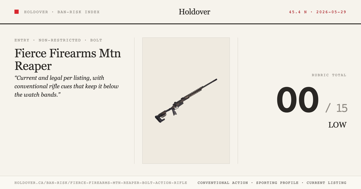 Fierce Firearms Mtn Reaper Bolt-Action Rifle reference image for Holdover Ban-Risk verdict