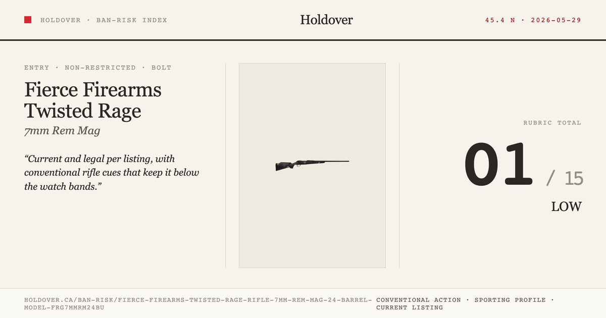 Fierce Firearms Twisted Rage Rifle: 7mm REM MAG, 24 Barrel, Model Frg7mmrm24bu reference image for Holdover Ban-Risk verdict