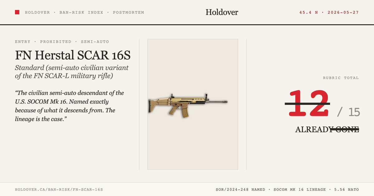 FN SCAR 16S reference image for Holdover Ban-Risk verdict