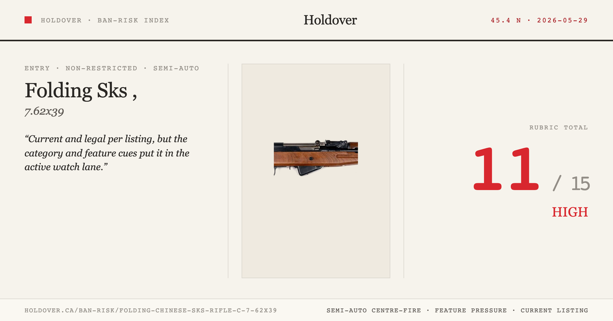 Folding Chinese Sks Rifle C.7.62x39, reference image for Holdover Ban-Risk verdict