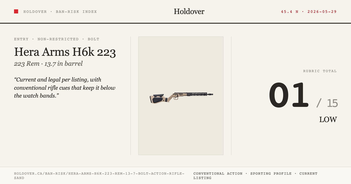 Hera Arms H6k 223 REM 13.7″ Bolt Action Rifle – Sand reference image for Holdover Ban-Risk verdict